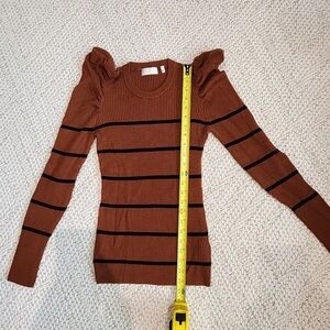 Seven7 Rust and Black Striped Long Sleeve Top